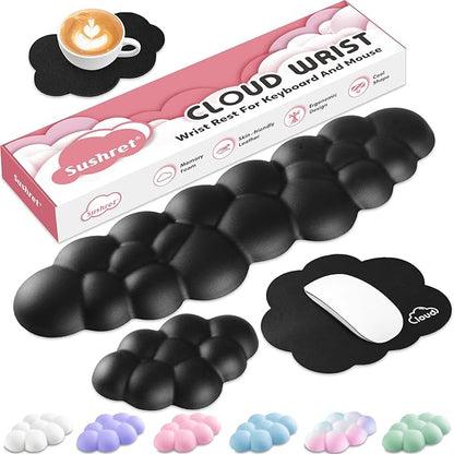 Cloud Wrist Rest for Computer Keyboard, 4-in-1 Memory Foam Leather Cloud