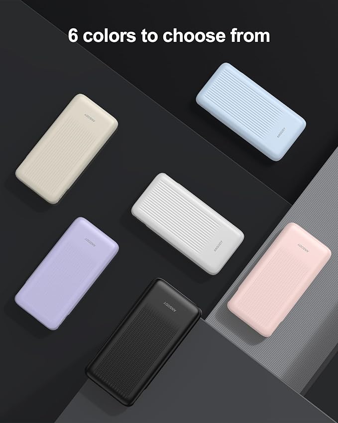 2-Pack 10000mAh Power Bank Fast Charging, 22.5W Compact USB C Portable Charger