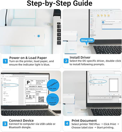 ORGSTA Bluetooth Thermal Shipping Label Printer T001-Plus Wireless 4x6 Shipping