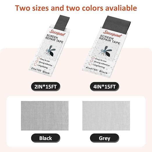 Black Screen Repair Tape, Strong Adhesive Fiberglass Patch Tape Mesh