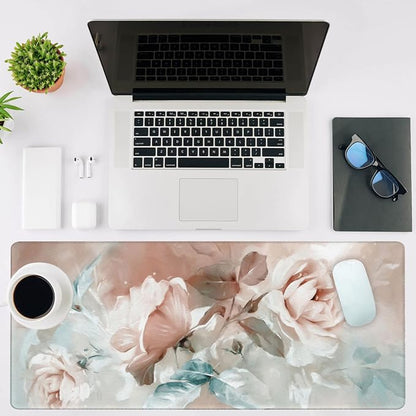 Mouse Pad Large Rose and Leaves Non-Slip Game Desk Mat