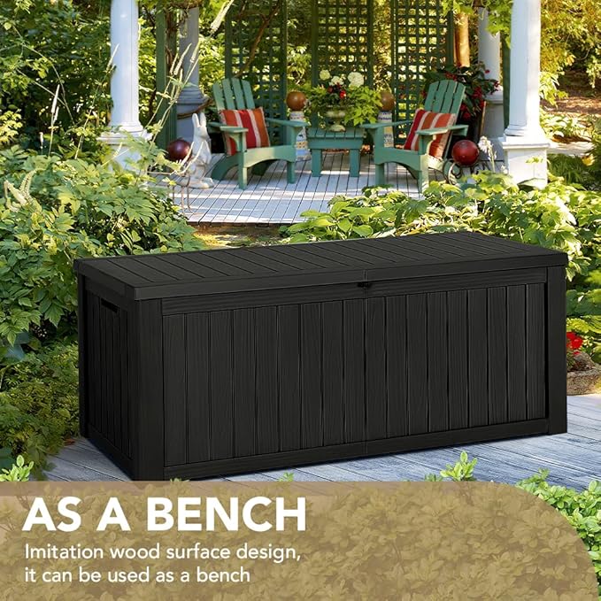 Devoko 150 Gallon Deck Box Resin Outdoor Storage Box Waterproof Storage Container for Patio Furniture Cushions