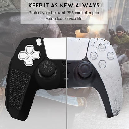 SIKEMAY Anti-Slip PS5 Controller Skin, Soft Thicken Non-Slip Studded Silicone