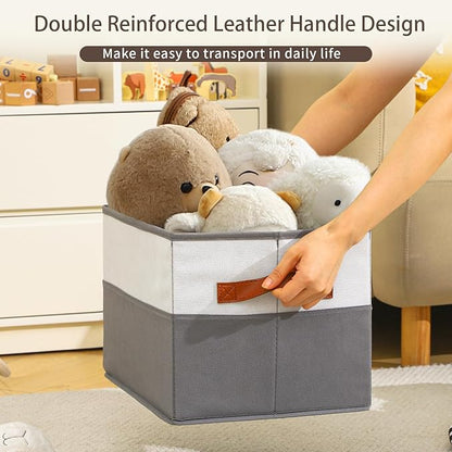 4 Pack Large Storage Bins with Handle, Collapsible Storage Basket