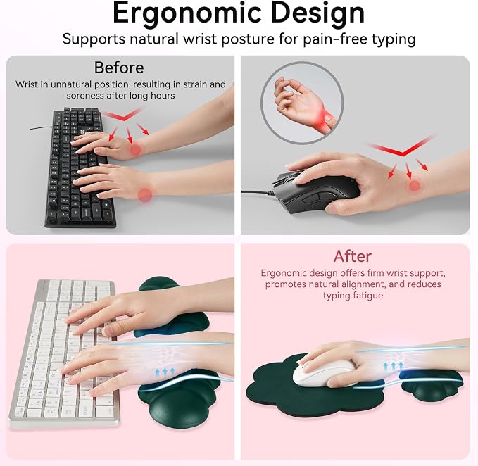 Cloud Wrist Rest for Computer Keyboard, 4-in-1 Memory Foam Leather Cloud