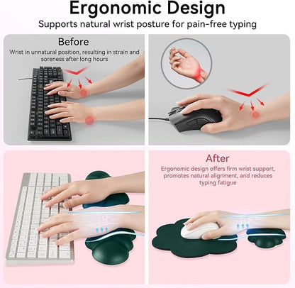 Cloud Wrist Rest for Computer Keyboard, 4-in-1 Memory Foam Leather Cloud