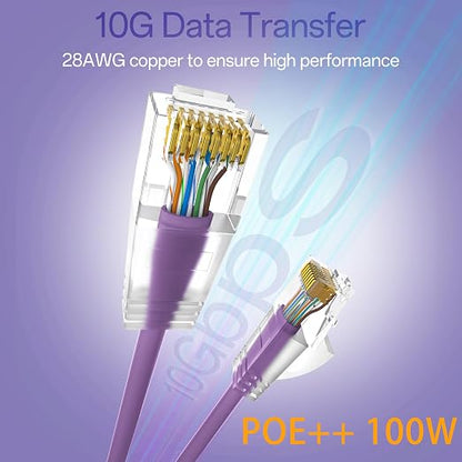 Cat6a Patch Cables 3ft Slim, Cat6 Ethernet Patch Cable Pure Copper, Flexible