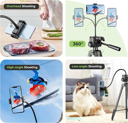 Aureday Phone Tripod, Wireless Remote and Phone Holder, Extendable Cell