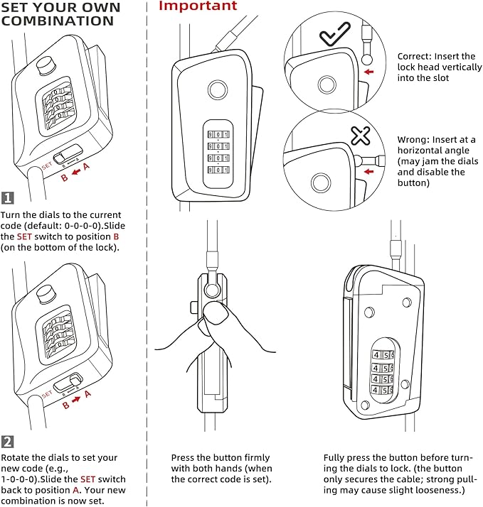 6ft Python Cable Lock for Bike, Trail Camera, 4 Digit Combination Lock