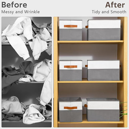 4 Pack Large Storage Bins with Handle, Collapsible Storage Basket