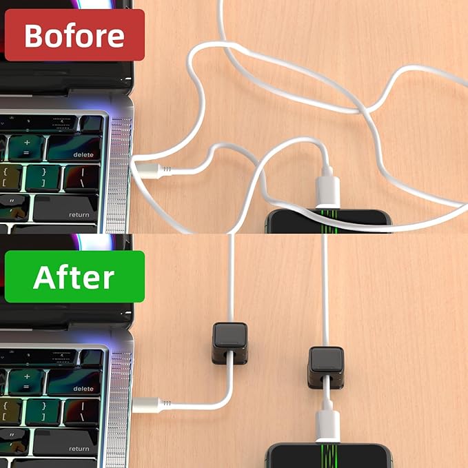 16 Pack Magnetic Cord Organizer Holder, Strong Adhesive Desk Cable Management