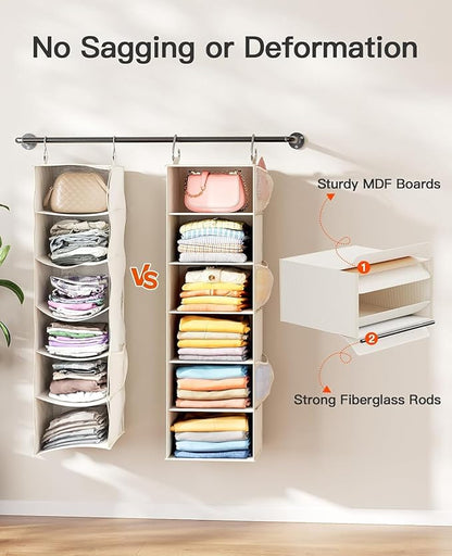 Pipishell Hanging Closet Organizer 6-Shelf, Hanging Shelves