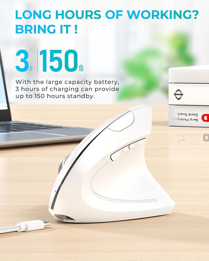 Lekvey Ergonomic Mouse, Vertical Wireless Mouse, Rechargeable 2.4G Optical