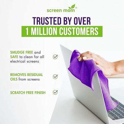 Screen Mom Screen Cleaner Purple Microfiber Cloths
