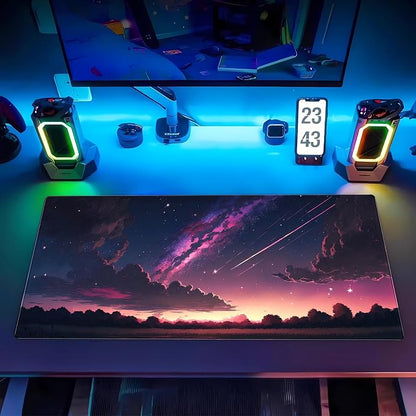 Anime Aesthetic Purple Galaxy Cloud Mouse Pad XXL Extended Gaming Desk Mat