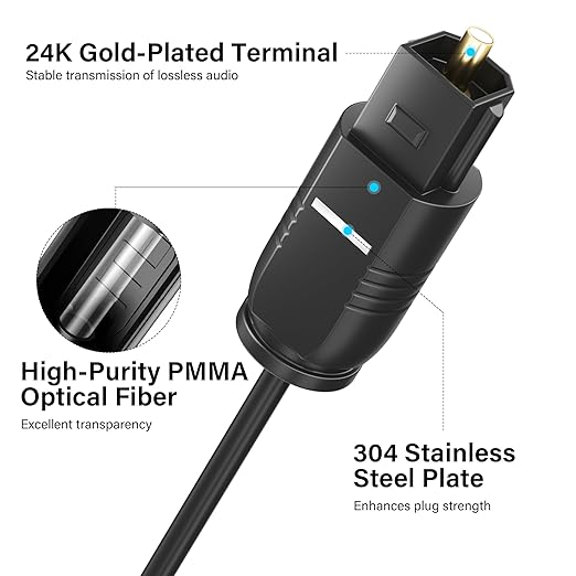 Adoreen Ultra-Thin Slim Digital Optical Audio Cable 20FT, Fiber Optic SPDIF