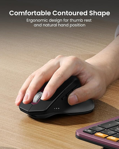 ProtoArc Ergonomic Wireless Keyboard Mouse, EKM01 Plus Full Size Ergo Bluetooth