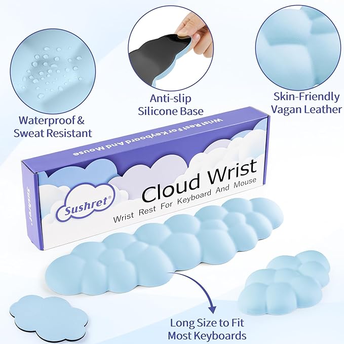 Cloud Wrist Rest Keyboard, Cloud Keyboard Wrist Pad Set