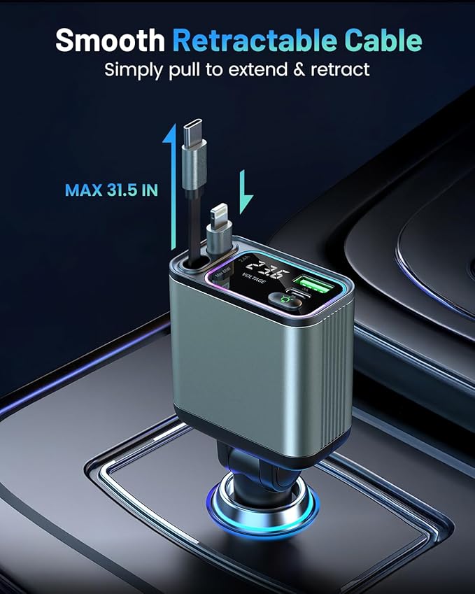 4 in 1 Retractable Car Charger