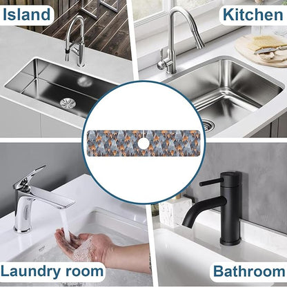 Abstract Mountain Sink Splash Guard Faucet Mat Mountain Landscape Super