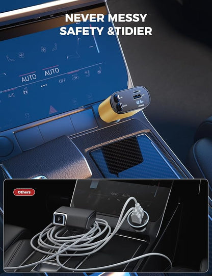 【Upgraded】 SUPERONE Retractable Car Charger 4 in 1, Fast Car Phone Charger