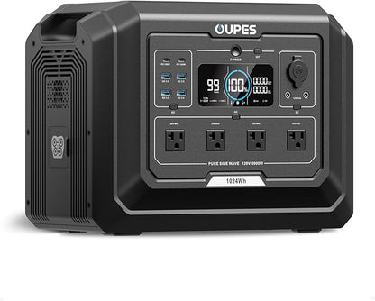 OUPES Mega 1 Portable Power Station, 1024Wh LiFePO4 Battery w/ 4 2000W AC