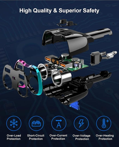 2024 Upgraded Cigarette Lighter Splitter, SUPERONE 180W 2-Socket Cigarette
