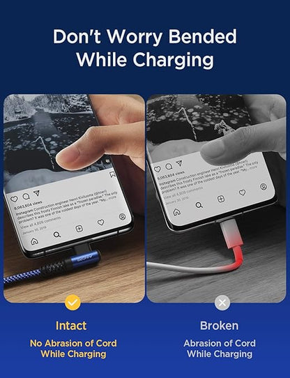 AINOPE USB C Cable 3.1A C Charger Cable Fast Charging Right Angle Nylon Braided