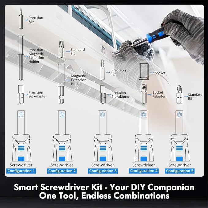 XOOL 78PCS Ratchet Screwdriver Set, Precision Bits, 1/4" Sockets, Magnetic Tools