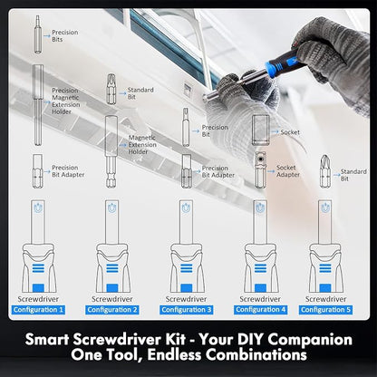 XOOL 78PCS Ratchet Screwdriver Set, Precision Bits, 1/4" Sockets, Magnetic Tools
