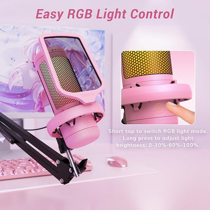 TONOR Gaming Microphone Arm Set, RGB Condenser Mic