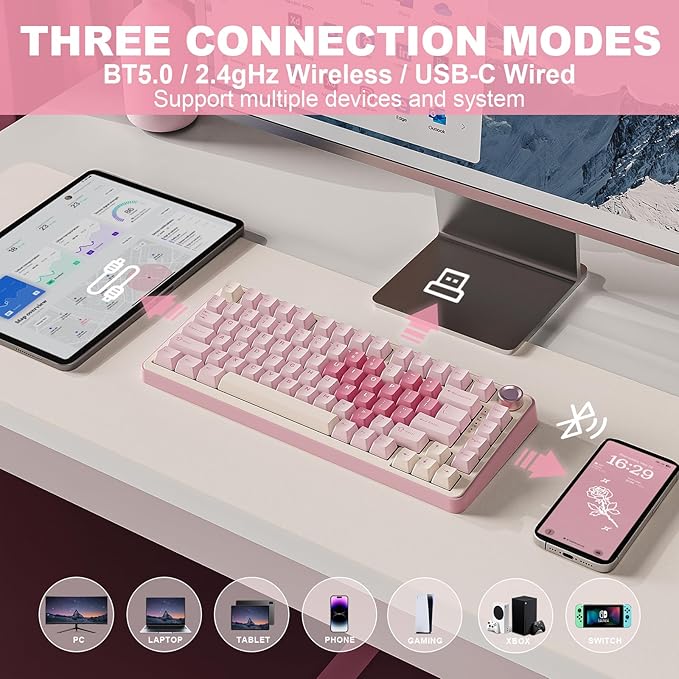 YUNZII B75 PRO Wireless Mechanical Keyboard, 75% Layout