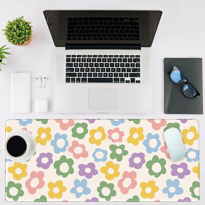 Mouse Pad Large Vintage Groovy Flowers Non-Slip Gaming Desk Mat