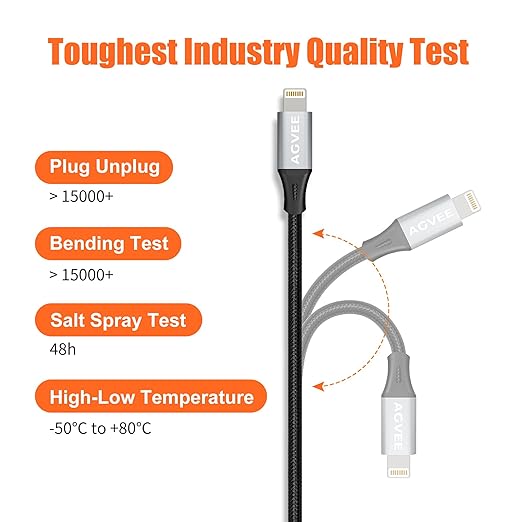 AGVEE 2 Pack 1ft Lightning Extension Cable, Braided Female to Male Extender