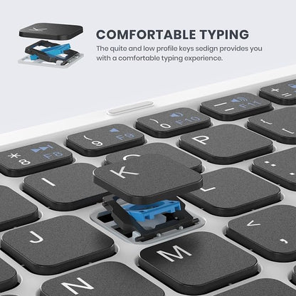 Foldable Bluetooth Keyboard, Portable Full Size Folding Keyboard