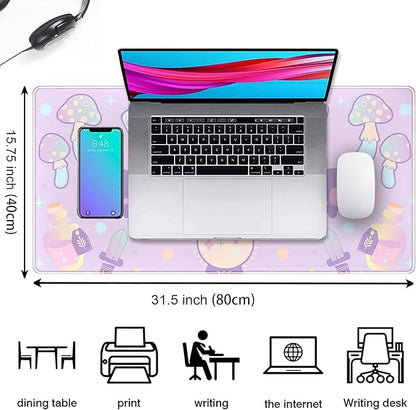 Kawaii Purple Desk Mat, Cute Witchy Elements Mouse Pad, Desk Pad Mystical Goth