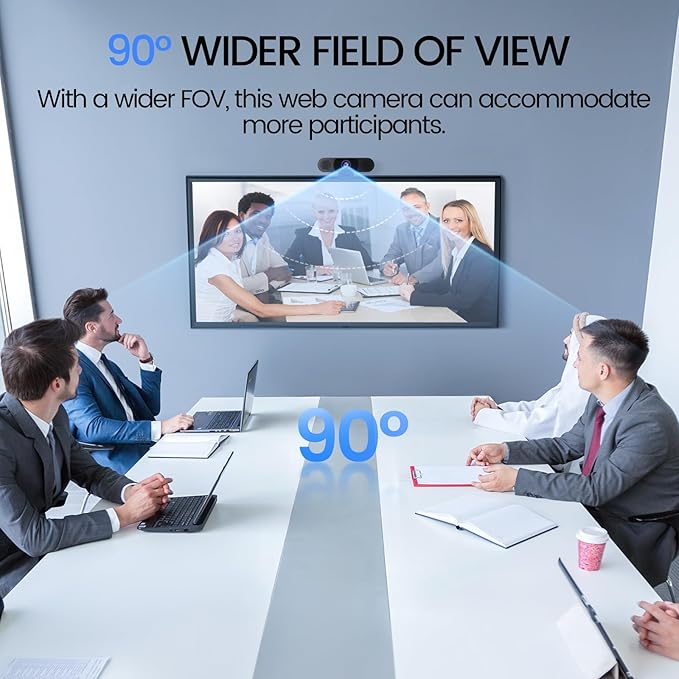 EMEET 1080P Webcam with Microphone, C960 Web Cam, 2 Mics, 90° FOV, USB Type-A &