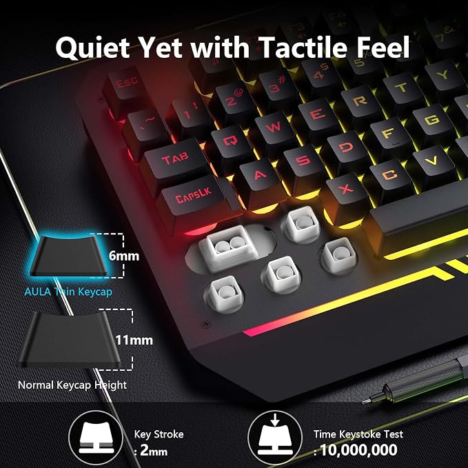 AULA Gaming Keyboard, T102 104 Keys Gaming Keyboard and Mouse Combo