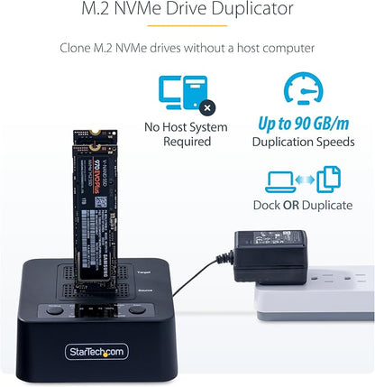 StarTech.com 1:1 M.2 NVMe Drive Duplicator, 90GBpm Standalone M.2 SSD