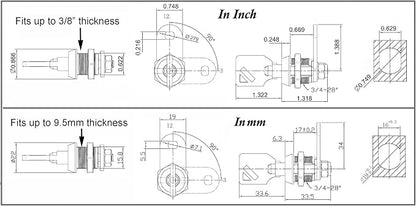 Admiral Locks Tubular Cam Lock, Keyed Alike Removable Key RV Compartment