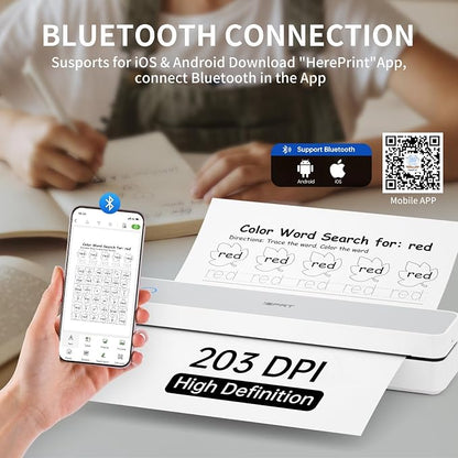 iDPRT Portable Thermal Printer, 203DPI Wireless Bluetooth Small Printers