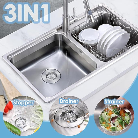 Semour 3 in 1 Kitchen Sink Drain Strainer, 304 Stainless Steel Kitchen Sink