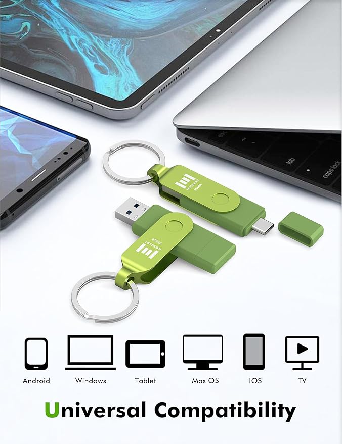 MOSDART 256GB USB3.1 Fast Speed C and A Dual Flash Drive, exFAT Memory Stick