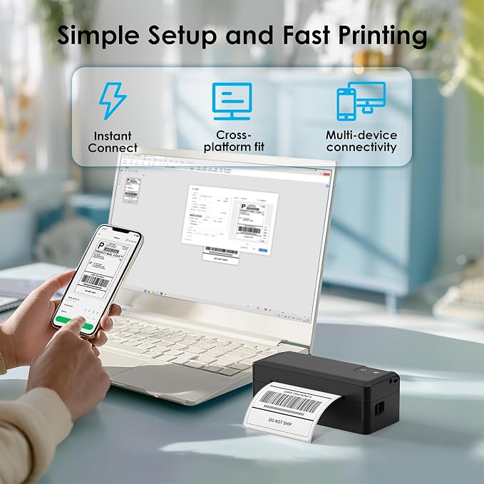 Shipping Thermal Label Printer, 4x6 Portable Label Printer, Support iPhone