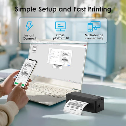Shipping Thermal Label Printer, 4x6 Portable Label Printer, Support iPhone