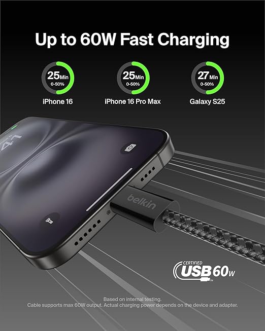 Belkin USB C to USB C Cable 2-Pack, 60W