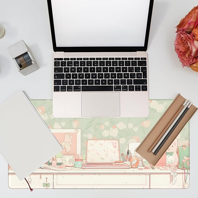Desk Pad, Kawaii Anime Style Desk Mat, 31.5"x15.7" Extended Big Computer