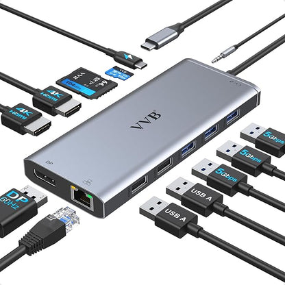 USB C Laptop Docking Station Dual Monitor HDMI