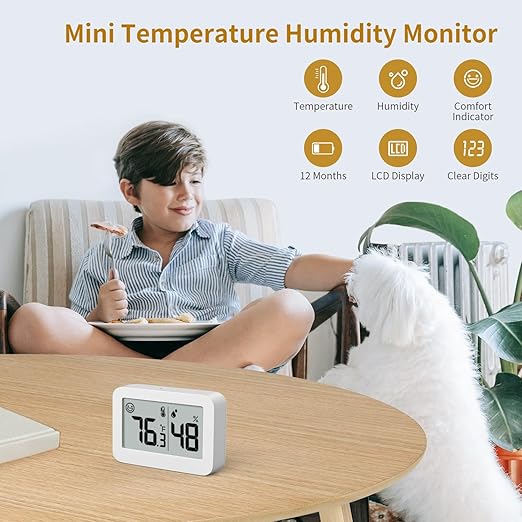 DOOMAY 2-Pack Mini Hygrometer Indoor Thermometer, Humidity Gauge