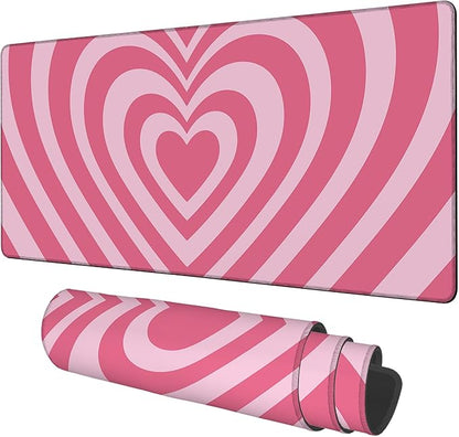 Gaming Desk Pad Large Extra Length Retro Style Hearts Mouse Pad Keyboard Laptop